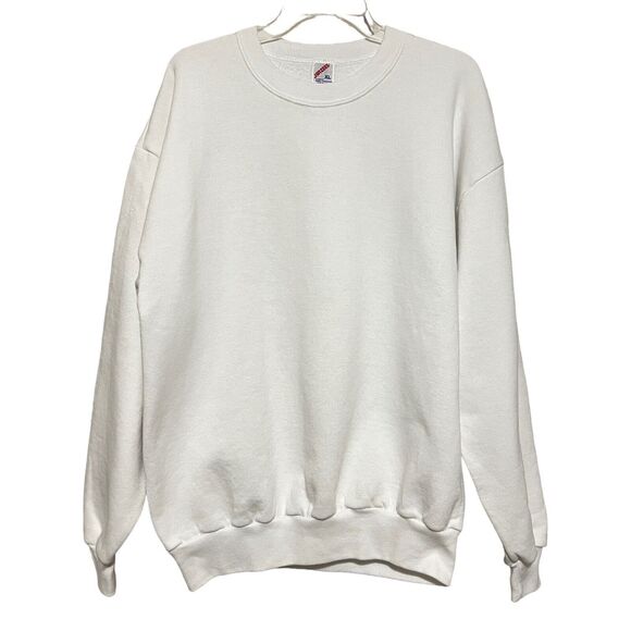 Vintage Jerzees Mens Sweatshirt Blank White Made in USA Cotton Blend XL Basic - Picture 1 of 5